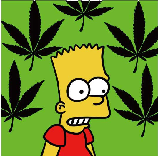 Bart Simpson and Cannabis Leaves Sticker