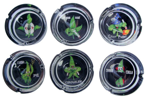 Clear Glass Hashtrays Cannabis Leaf 10cm