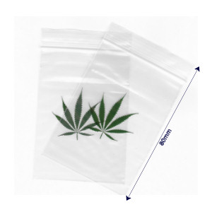 Green Leaf Zip Bags 60x80mm