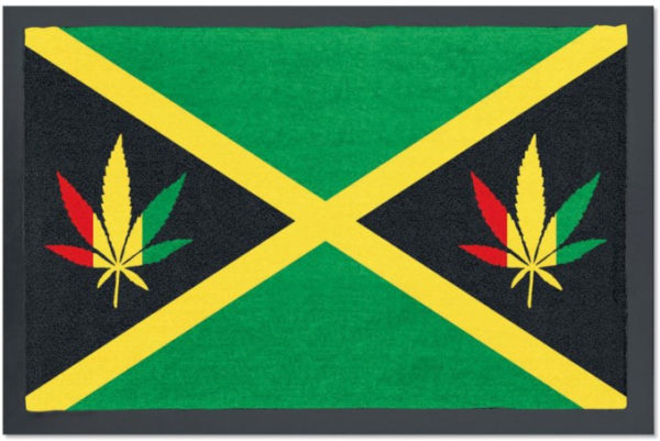 Jamaica Flag and Rasta Leaf Door Mat