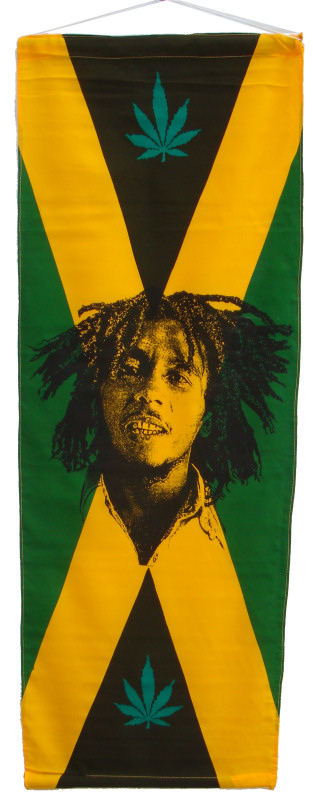 Jamaica Vertical Flag w. Bob Marley