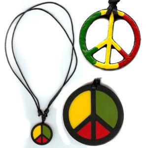 Necklace Peace Symbol Rasta [CLRSTP]