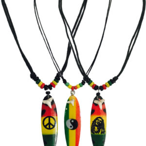 Necklace Surf Rasta Yin Yang Peace Symbol Bob Marley