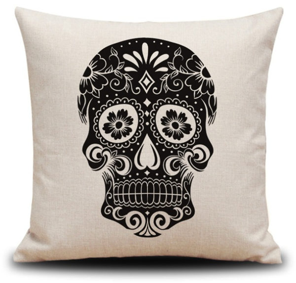 Pillowcase Mexican Skull Black and White 45 x 45cm