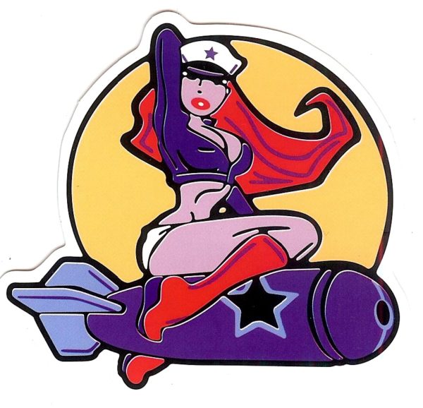 Pin-up Lady Riding Bomb Sticker