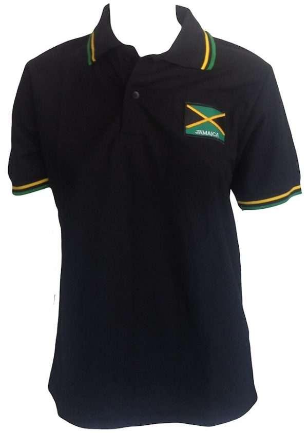 Polo Shirt w Jamaica Flag and Stripes
