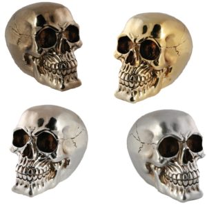 Polyresin Savings Bank Skull with Lock