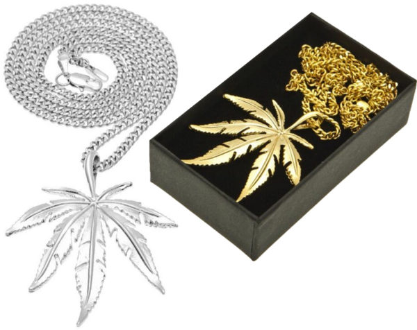 Rapper Thick Gold or Silver Cannabis Leaf Necklace