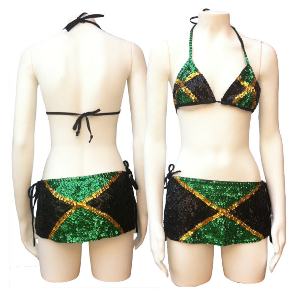 Sequin Bikini and Miniskirt Jamaican Flag