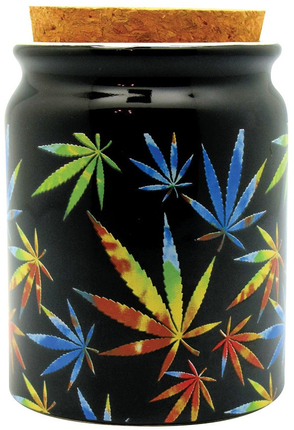 Weed Ceramic Pot with Coloured Leaves 150ml
