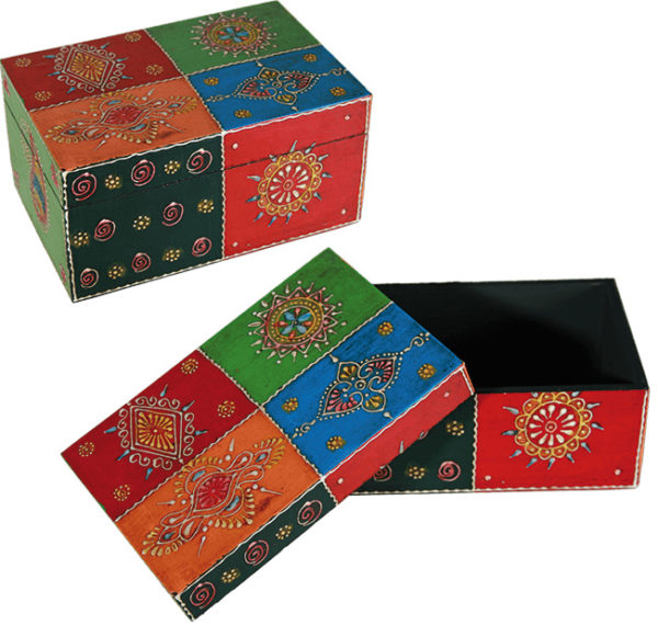 Wooden Box with Oriental Decor