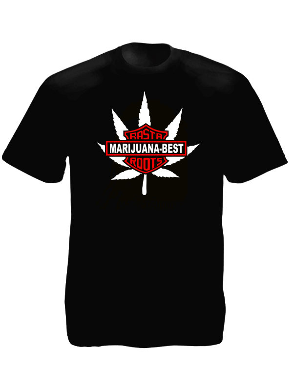 Harley Davidson Marijuana Best Rasta Roots Black Tee-Shirt