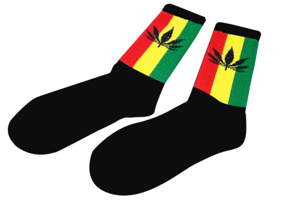 Black Rasta Sport Socks Marijuana Leaf