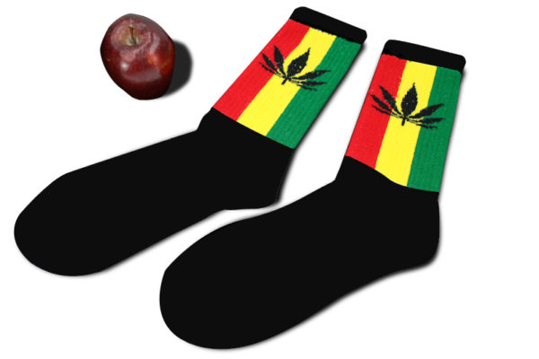 Black Rasta Sport Socks Marijuana Leaf
