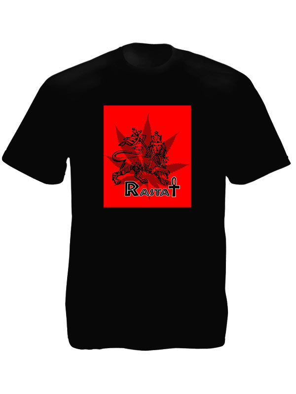 Rasta Ankh Lion Cannabis Black Tee-Shirt