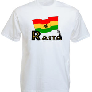Green Yellow Red Lion Rasta Flag White Tee-Shirt