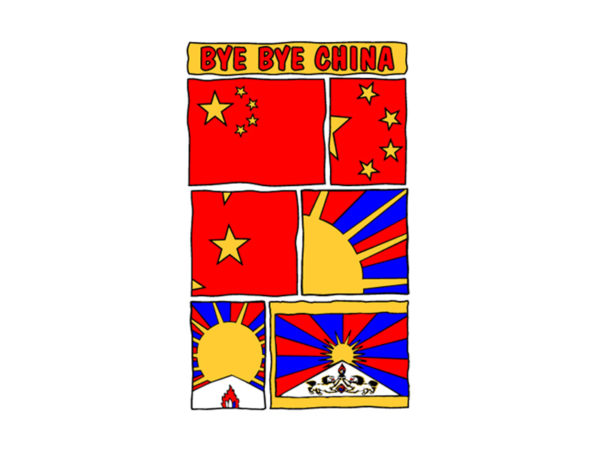 Free Tibet Bye Bye China White Tee-Shirt