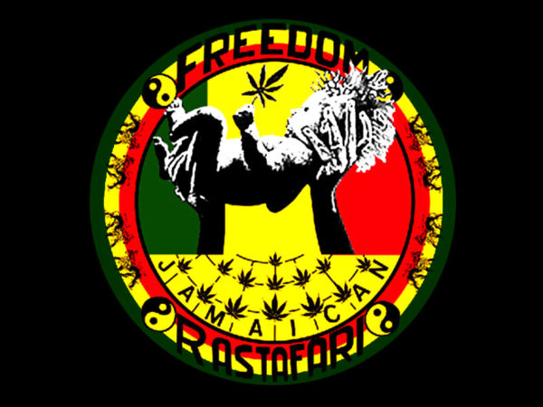 Freedom Jamaïcan Rastafari Black Tee-Shirt