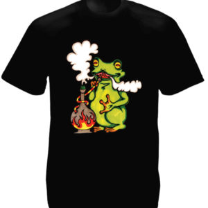Frog Smoking Pipe Black Tee-Shirt