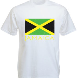 Jamaica Green Yellow Black Flag White Tee-Shirt