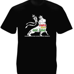 Rasta Lion Peace One Love Black Tee-Shirt