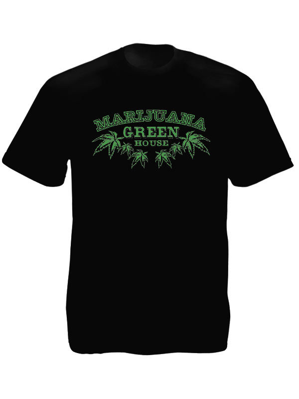 Marijuana Green House Black Tee-Shirt