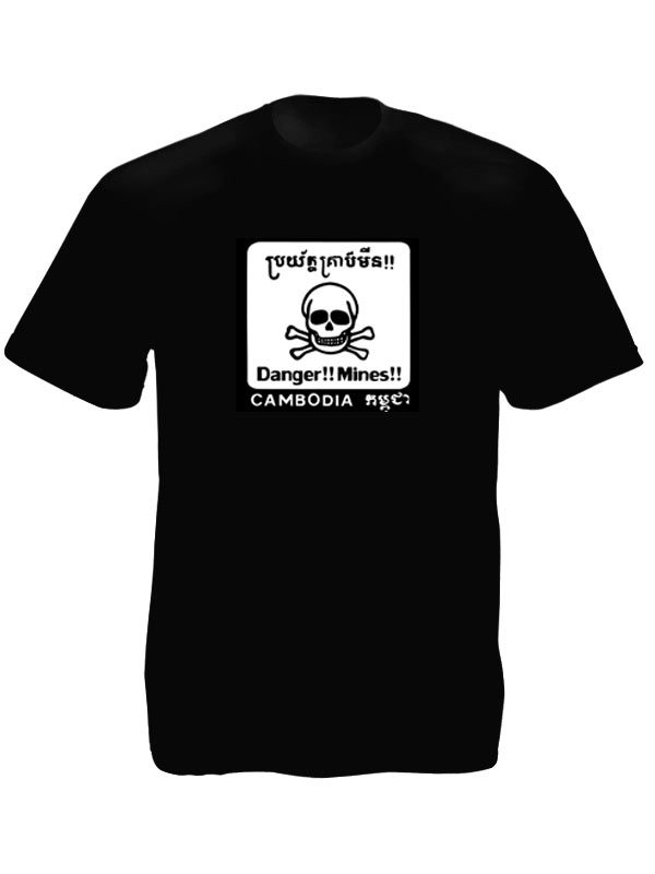 Cambodia Mines Danger Black Tee-Shirt