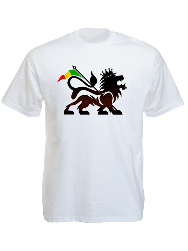 Lion of Judah Rasta Flag White Tee-Shirt
