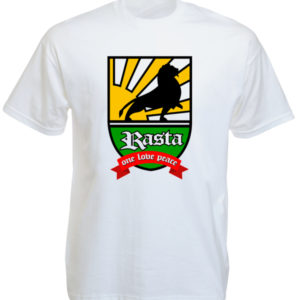 Lion of Judah Rasta Badge White Tee-Shirt