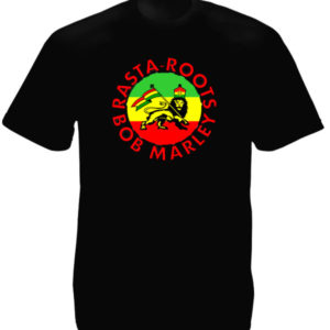 Bob Marley Rasta Roots Lion Black Tee-Shirt