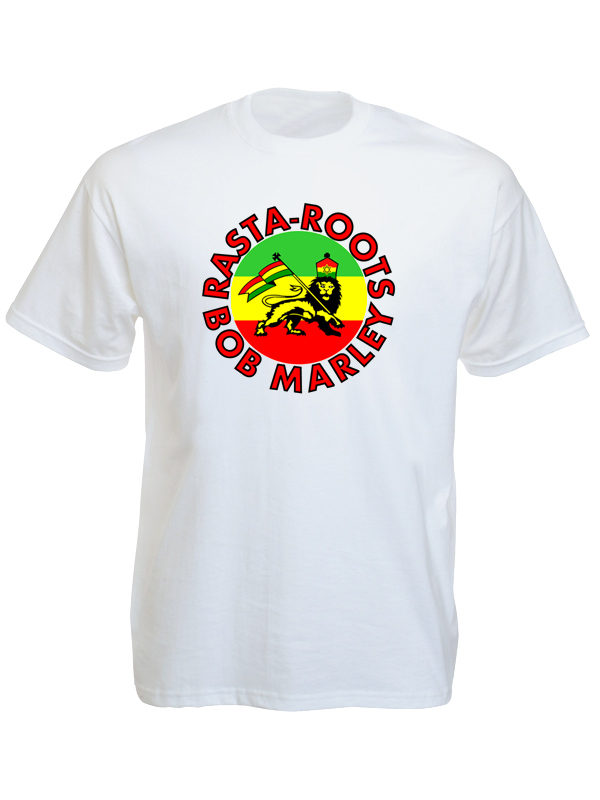 Bob Marley Rasta Roots Lion White Tee-Shirt