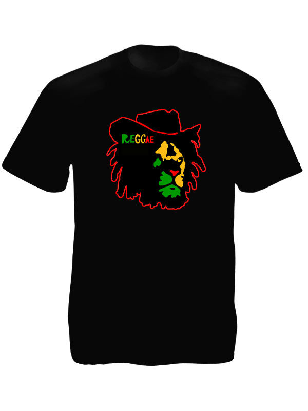 Reggae Colors Lion of Judah Face Black Tee-Shirt