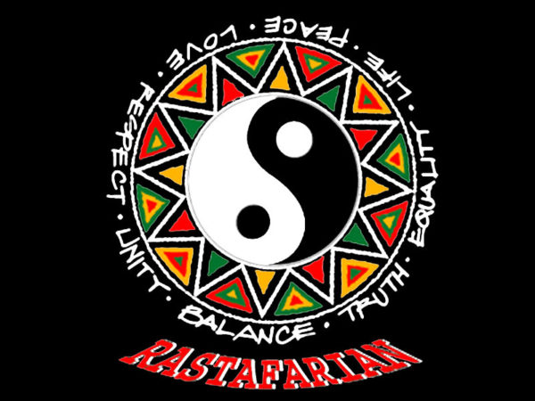Yin & Yang Rastafarian Black Tee-Shirt