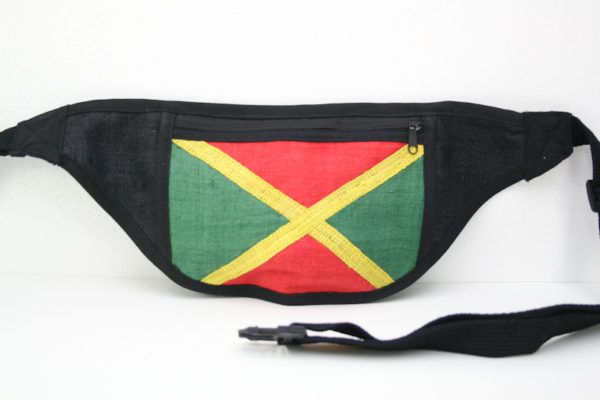 Flat Waist Bag Jamaica Flag Black Clip Strap Thin Waist Bag 16x8 inches