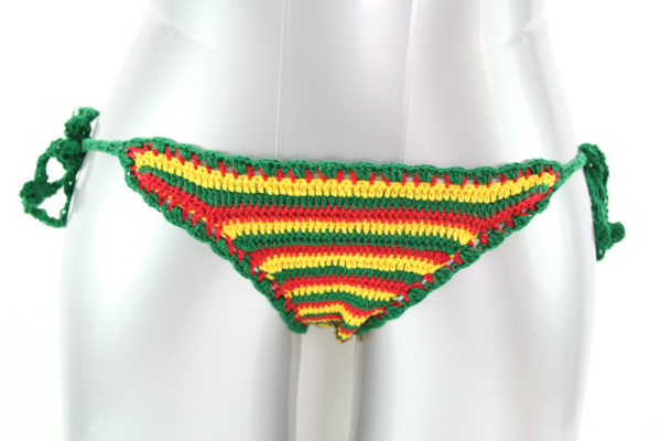 Bikini Rasta Colors Hand Knitted Swimwear Rasta Stripes Crochet Bikini 2 Pieces