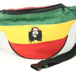 Waist Bag Bob Marley Green Yellow Red Stripes Black Clip Strap Waist Bag 13x8