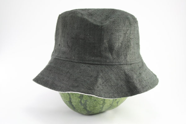 Bucket Hat with Cannabis Leaf on Front Black Color Hemp Style