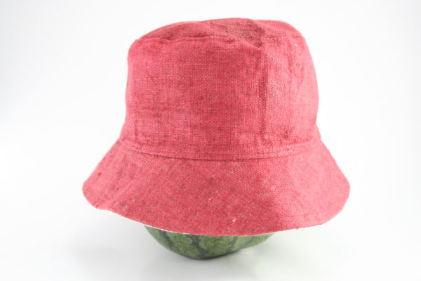 Bucket Fishing Hat with Cannabis Leaf on Front Pink Color Hemp Style