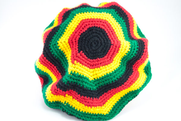 Rasta Tam Handknitted Dreadlocks Hat with Rasta Colors Circles