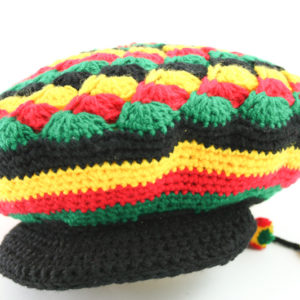 Crochet Rasta Tam Hat Dreadlocks Cap Style Green Yellow Red Reggae Colors