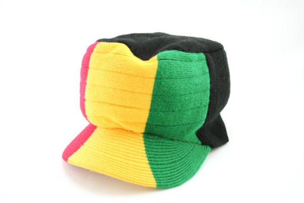 Rasta Hat Urban Cap Style Green Yellow Red Vertical Stripes Reggae Colors