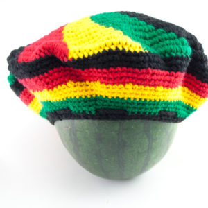 Rasta Tam Handknitted Dreadlocks Hat with Rasta Colors Spiral
