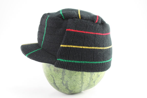Urban Cap Black Hip Hop Style Vertical Green Yellow Red Thin Lines