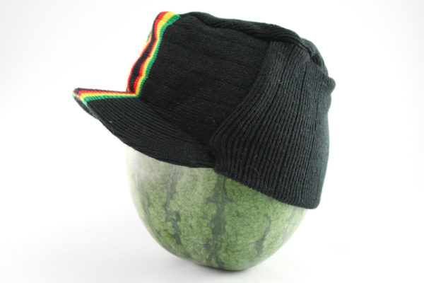 Urban Cap Black Hip Hop Style Vertical Green Yellow Red Stripes in the Middle
