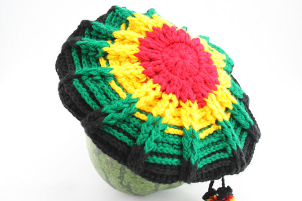 Roots Shop Rasta Knit Hat with Vizor Rasta Colors Spider Web Dreadlocks Hat
