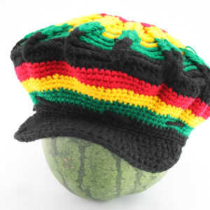 Roots Shop Rasta Knit Hat with Vizor Rasta Colors Spider Web Dreadlocks Hat