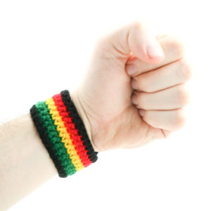 Rasta Shop Crochet Rasta Wristband 4 Colors Green Yellow Red Black 8x1.5 inches