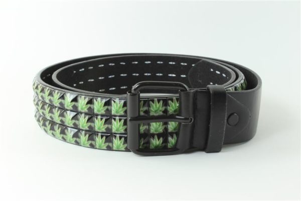 Cannabis Leaf Leather Belt