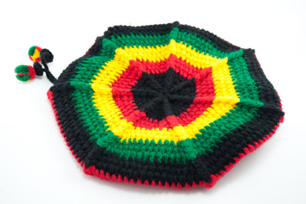 Crochet Rasta Cap for Dreadlocks Green Yellow Red Reggae Colors