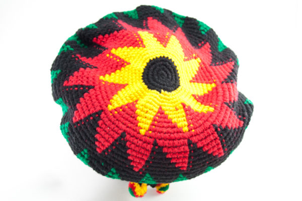 Crochet Rasta Cap Flower Design for Dreadlocks Green Yellow Red Colors